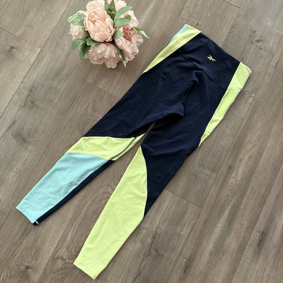 Reebok Vector High Rise Lux Blue Color Block Athletic Leggings - Picture 3 of 5